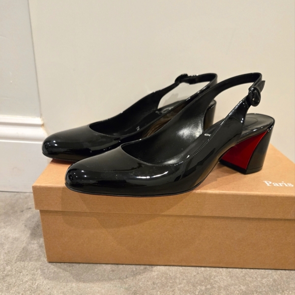 $890 CHRISTIAN LOUBOUTIN So Jane Patent Red Sole 55 Slingback Pumps 39.5 US 9 - Picture 7 of 10